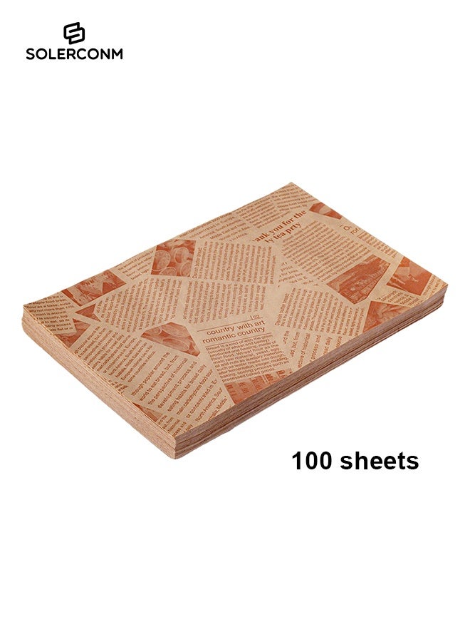 Solerconm 100 Sheets Food Grade Oil Proof Paper for Bread, Sandwich, Burger & Fries, Greaseproof & Waterproof Baking Tray Liners, 18×18cm, for Restaurant, Hotel & Commercial Use - Image 1