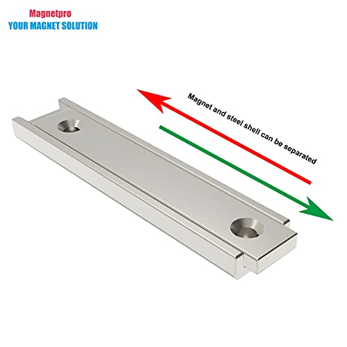 Magnetpro Rectangular Magnets 70 LB Force Size 2.36" x 0.53" x 0.20" with Counterparts and Countersunk Hole, Household and Industrial Pot Magnet with Screws Pack of 6 - Image 3