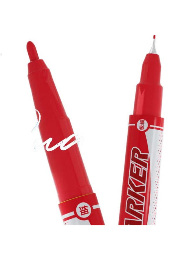 M.G M&G Stationery, Red Dual-Tip Marker Pen, Waterproof Marker Pen, Oil-Based Pen, Children'S Student Outlining Pen, Office Supplies, 12 Pcs Xpmv7403 - Image 1