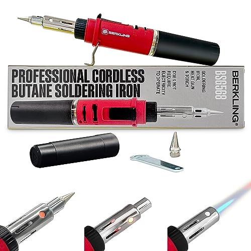 Berkling Tools Berkling BSG-568 3-IN-1 Cordless Butane Gas Soldering Iron, Heat Gun Blower, Mini Torch - Self-Ignite, Instant Start, Rechargeable, Light Weight, Portable, Adjustable Flame Control, Up to 90 Mins - Image 1