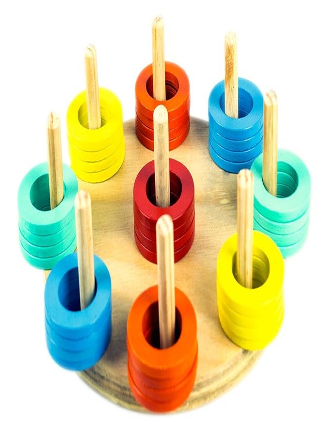 Techny Birds Technybirds Wooden Blocks and Wooden Ring Sorter Combo | Educational Toys for Kids | Montessori Learning | Building Skills | Shape and Color Recognition - Image 4