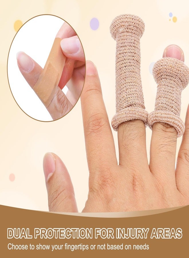 PATIKIL 10 PCS Cotton Finger Bandages Tip, 32 x 1.5 cm First Aid Finger Bandages Protectors for Cuts Sprains Swelling Garden Kitchen Sculpture, Skin Tone - Image 4