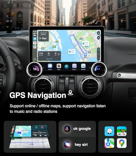 AINAVI Car Radio Stereo GPS Navigation for Jeep Wrangler JK Compass Grand Cherokee Dodge Ram Carplay Android Auto 11.5" Touchscreen Replacement Upgrade Mirroring SWC Split Screen AM Double Knobs (6G+64G) - Image 3