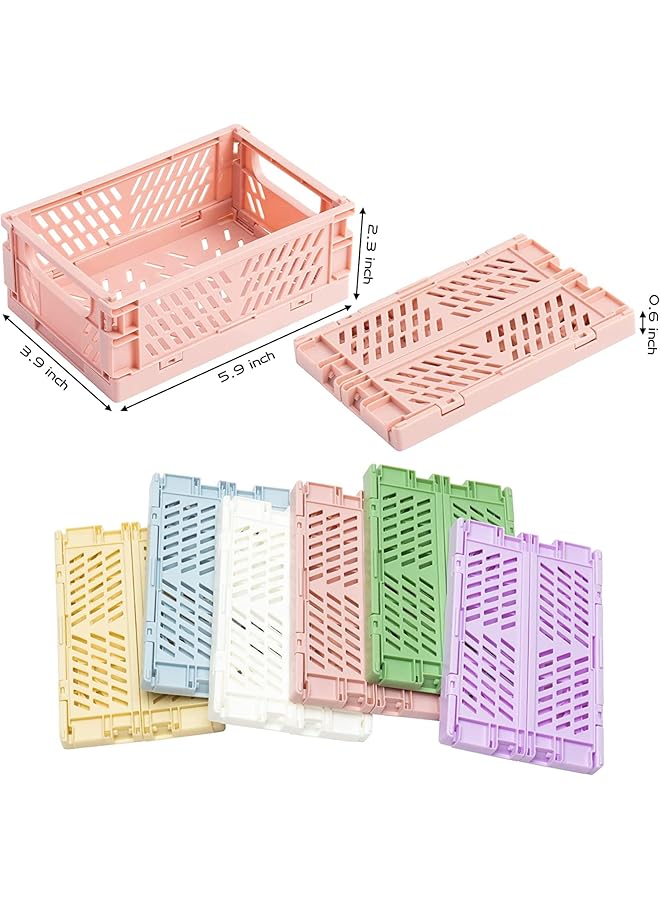 إيروريكس مجموعة من 6 صناديق باستيل لمنظمات المكتب، سلة صناديق للمكتب، سلال بلاستيكية صغيرة قابلة للطي، صناديق ملونة لغرفة النوم والمكتب والفصول الدراسية ومنظمات الأدراج المكتبية 15X9.8X5.7 سم - Image 2
