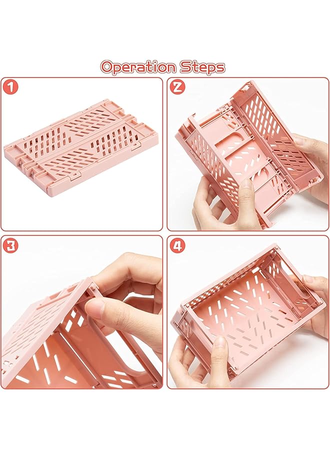 إيروريكس مجموعة من 6 صناديق باستيل لمنظمات المكتب، سلة صناديق للمكتب، سلال بلاستيكية صغيرة قابلة للطي، صناديق ملونة لغرفة النوم والمكتب والفصول الدراسية ومنظمات الأدراج المكتبية 15X9.8X5.7 سم - Image 3