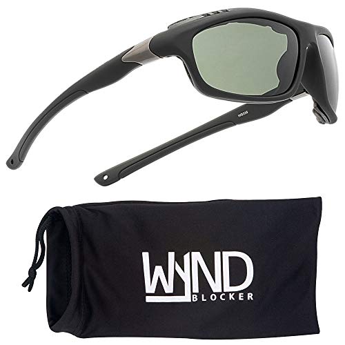 WYND Blocker Airdam Sunglasses Motorcycle Riding, Driving, Fishing, Boating Wrap (Black Matte, Verdant) - Image 1