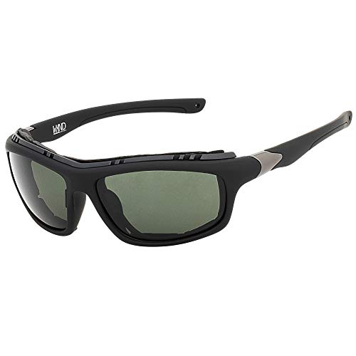WYND Blocker Airdam Sunglasses Motorcycle Riding, Driving, Fishing, Boating Wrap (Black Matte, Verdant) - Image 2