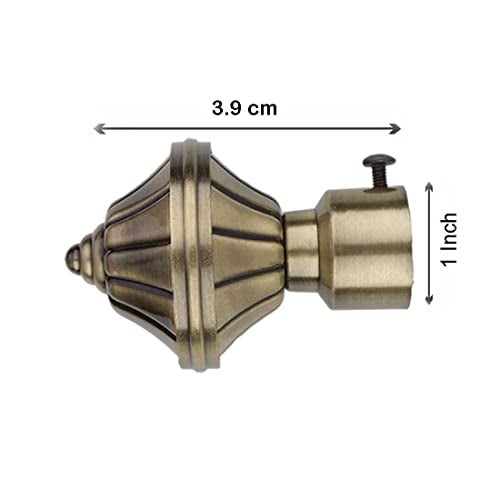 FERIO Antique Brass Heavy Duty Decorative Curtain Rod Holder for Door and Windows Bathroom Accessory Fitting for 1 Inch Rod Only Finials (Pack of 6) - Image 4