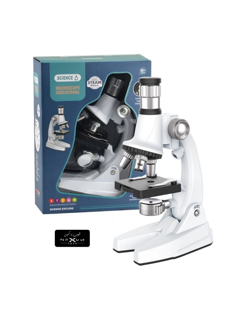 ميكروسكوب تعليمي – طقم استكشاف علمي للأطفال بعدسة قابلة للتعديل وإكسسوارات