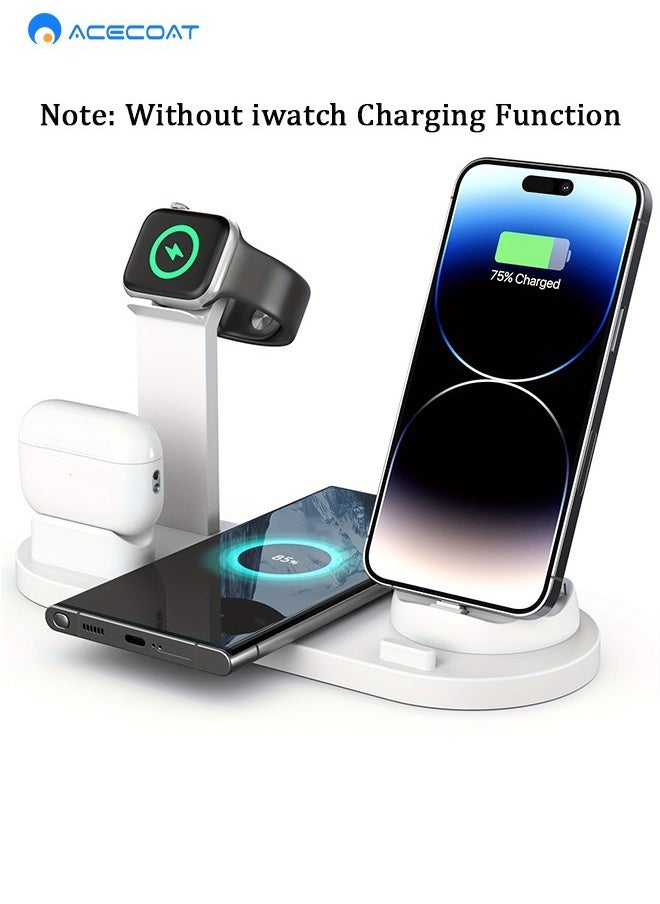 ACECOAT - 6 in 1 Wireless Charging Station, 360° Rotatable Charging Dock for Apple/Micro/Type C Phones/Airpods, 15W Qi Wireless Fast Charge for iPhone 8/9/10/11 Series/12 Series/Samsung, Stand for iWatch - Image 1