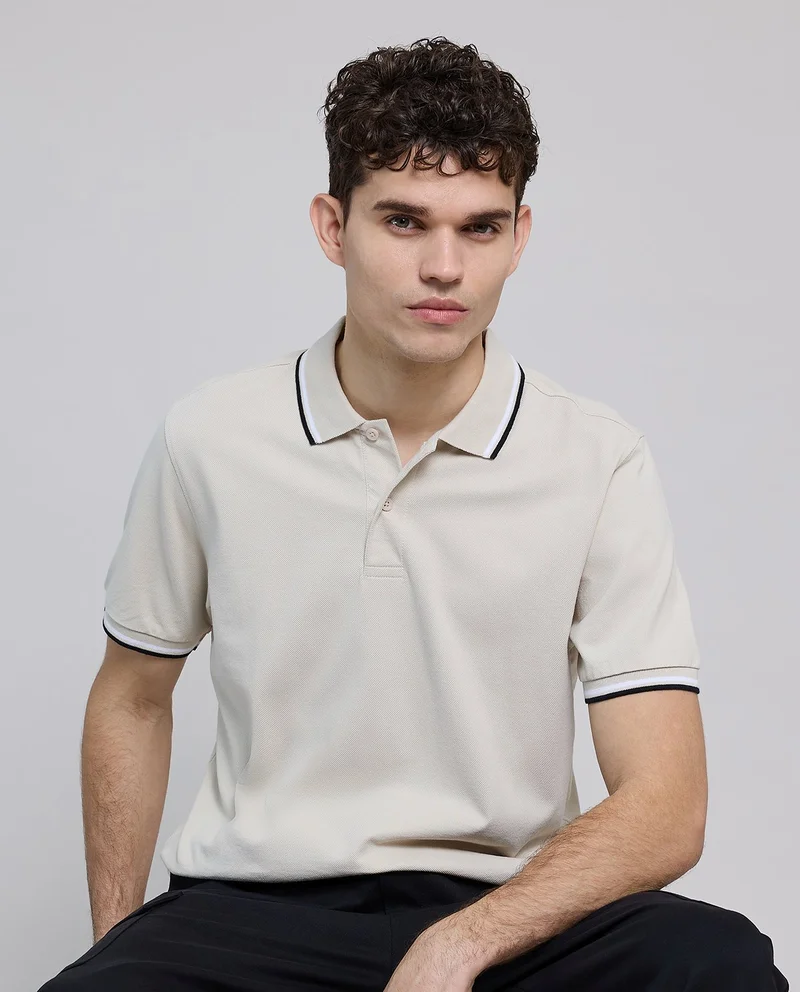 أر أند بي Contrast Tipping Polo T-Shirt with Short Sleeves