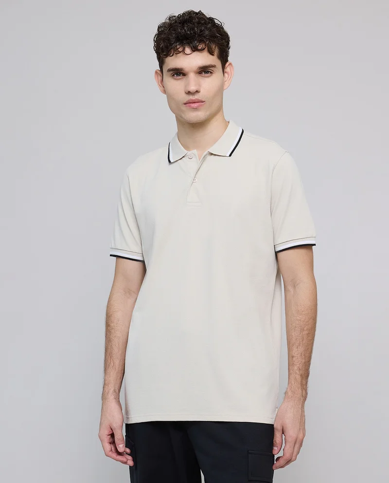 أر أند بي Contrast Tipping Polo T-Shirt with Short Sleeves