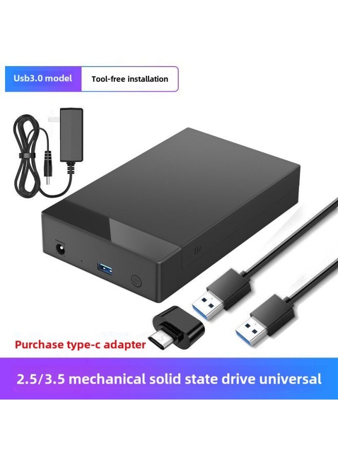 صندوق القرص الصلب 3.5 بوصة SATA إلى USB3.0 المنفذ التسلسلي SSD القرص الصلب الميكانيكي ذو الحالة الصلبة قارئ خارجي عالمي اللون: 2.5/ 3.5 بوصة صندوق القرص الصلب العالمي 【usb3.0】 بالإضافة إلى محول الهاتف المحمول من النوع c - Image 1