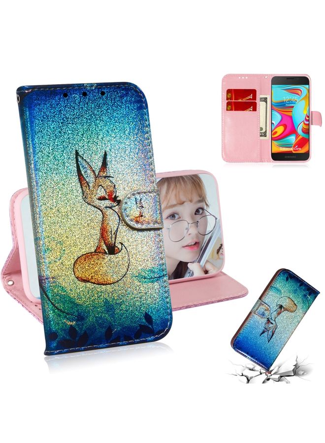 BGM Case Cover Colored Drawing Pattern Colorful Magnetic Buckle Horizontal Flip PU Leather Case with Holder & Card Slots & Wallet & Lanyard For Galaxy A2 Core Fox
