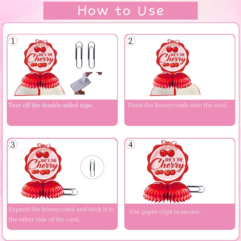Refavor Cherry Baby Shower Decorations for Girls, 9PCS She's the Little Cherry Theme Honeycomb Centerpieces Decor, Cherry Welcome Baby Party Table Decoration Supplies Kids - Image 4