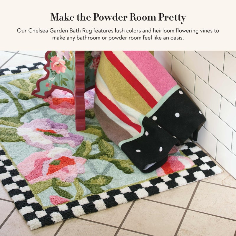 mackenzie childs MACKENZIECHILDS Bath Rug Washable Bath Mat for Bathroom Decor 24 x 36 Chelsea Garden - Image 3