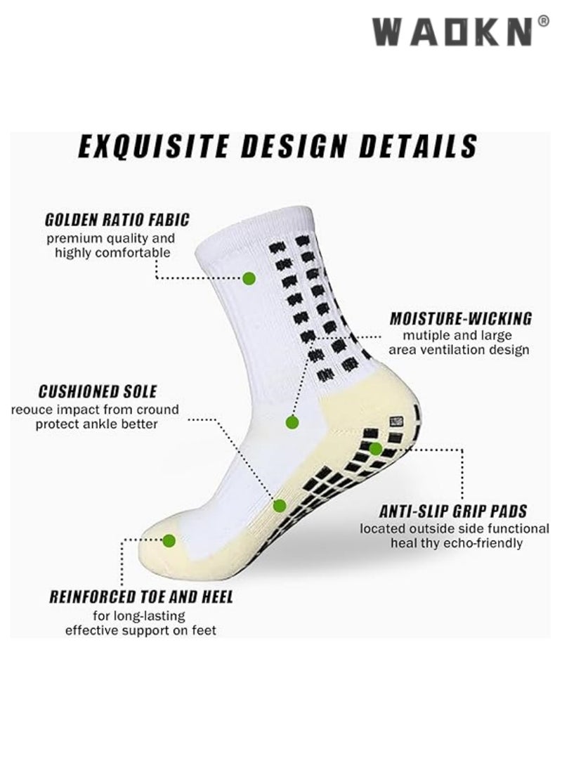 WAOKN Thickened Bottom High Quality Non-slip Wear-resistant Football Socks Men's Youth Sports Non-Slip Socks Suitable For Football Basketball Ice Hockey Rugby 4 Pairs  - Image 2