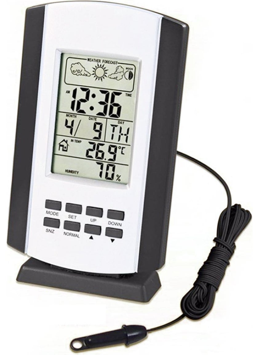TT T-ECHNI-C Thermometer Digital Humidity Meter Clock Alarm Indoor Outdoor H-115AB 