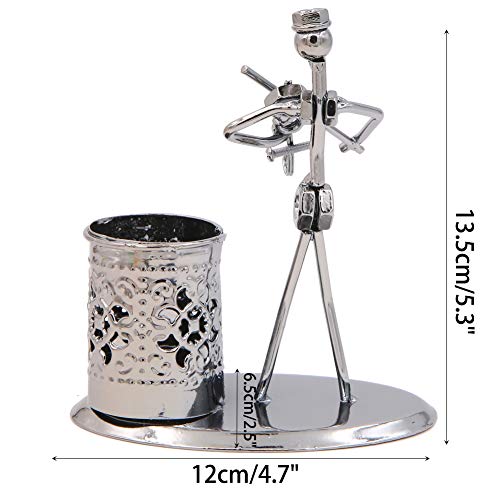 Winterworm Music Musician Theme Iron Hat Man Art Steel Metal Creative Personality Pen Holder Pencil Holder Cup Pot Office Students Desktop Music Decoration Decor Toy Gift Ornaments (B003-1 Violin) - Image 3
