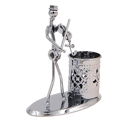 Winterworm Music Musician Theme Iron Hat Man Art Steel Metal Creative Personality Pen Holder Pencil Holder Cup Pot Office Students Desktop Music Decoration Decor Toy Gift Ornaments (B003-1 Violin) - Image 2