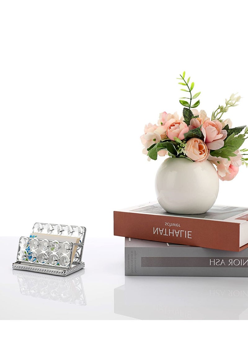 Excefore Crystal Business Card Holder Stand, Mirrored Name Card Display, Card Stand Organizer Desktop Business Card Storage Holder for Office Countertop (Silver,1 Slot)  - Image 3