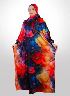 Zmurud Practical Printed silky satin prayer dress with headscarf from zmurud fashion  - Image 1