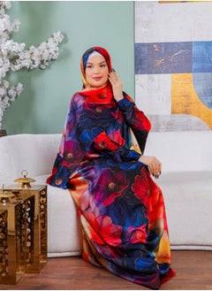 Zmurud Practical Printed silky satin prayer dress with headscarf from zmurud fashion  - Image 3