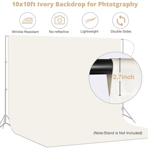 Aimosen 10x10 FT Ivory Backdrop Background for Photography Large Photo Backdrop Curtain Drapes, High Density Ivory Screen Backdrops for Portrait Photoshoot Booth Video Studio - Image 5