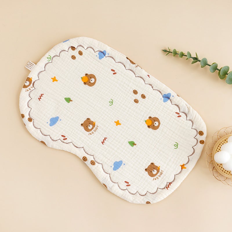 Newborn Flat Pillow Eight-Layer Zou Cloth Pure Cotton 0-6 Months Old Baby Pillow Soft Sweat-Absorbent Breathable Cloud Pillow - Image 1