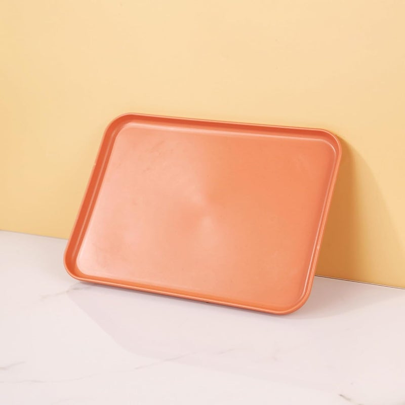 Takositio Wheat Straw Divided Serving Tray Platter Reusable Trays Dessert Table Anti-Slip Rectangular Non-Slip Top and Bottom Dinner/Drinks Serving Tray (31CM, Orange, Pack of 2) - Image 2