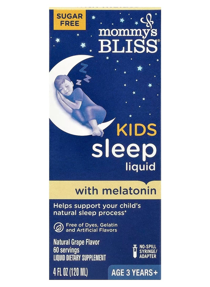 Mommy's Bliss Bliss, Kids, Sleep Liquid with Melatonin, Age 3 Years+, Natural Grape, 4 fl oz (120 ml) - Image 1
