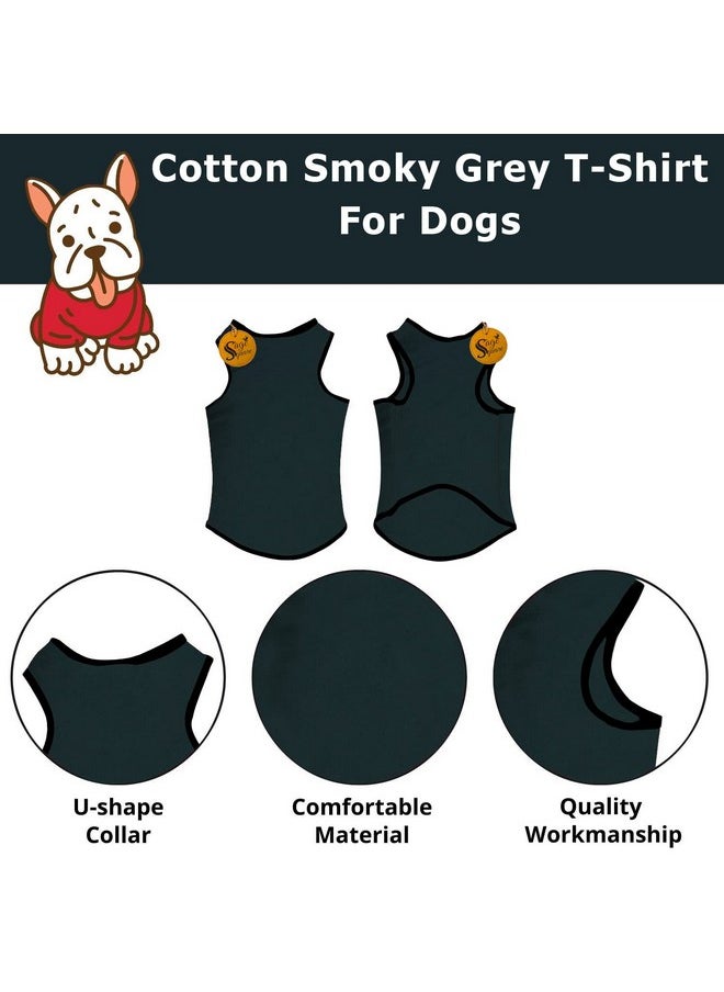 Sage Square Adorable Sleeveless Cotton Dog T-Shirt - Breathable & Fashionable Apparel For Your Dog, Puppy (Smokey Grey) (Xlarge-24Inch)  - Image 2