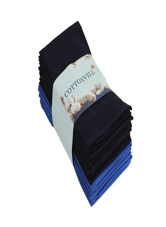 COTTONVILL مناديل قماشية قطنية 100% من كوتونفيل، قماش عالي الامتصاص (18 × 18 بوصة، عبوة من 12 منديل، 99.36-سكاي دايفير/38-نافي بليزر) - Image 1