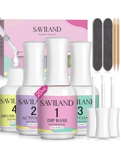 Saviland SAVILAND Dip Powder Liquid Set: 20 ml Ultimate Nail Dip System Essentials Liquid Large Capacity Dip Powder Base Activator Top Coat Saver Dip Powder Nail Kit No Need Curing for Nail Dip User  - Image 1