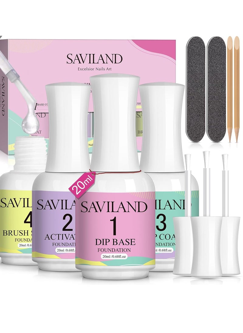 Saviland SAVILAND Dip Powder Liquid Set: 20 ml Ultimate Nail Dip System Essentials Liquid Large Capacity Dip Powder Base Activator Top Coat Saver Dip Powder Nail Kit No Need Curing for Nail Dip User  - Image 1