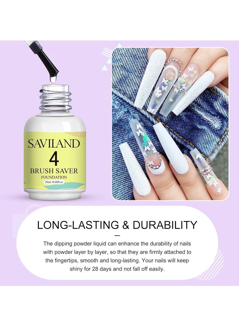 Saviland SAVILAND Dip Powder Liquid Set: 20 ml Ultimate Nail Dip System Essentials Liquid Large Capacity Dip Powder Base Activator Top Coat Saver Dip Powder Nail Kit No Need Curing for Nail Dip User  - Image 2