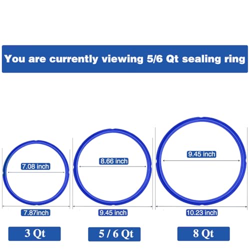 Fuator 3 Pack Sealing Ring 6 Qt for Instant Pot Sealing Rings for 5/6 Qt Insta Pot, With 3 Float Valve Caps, Food-grade Silicone Instantpot 6Qt Sealing Ring, for Instant Pot 5&6 Qt, Red, Clear and Blue - Image 2