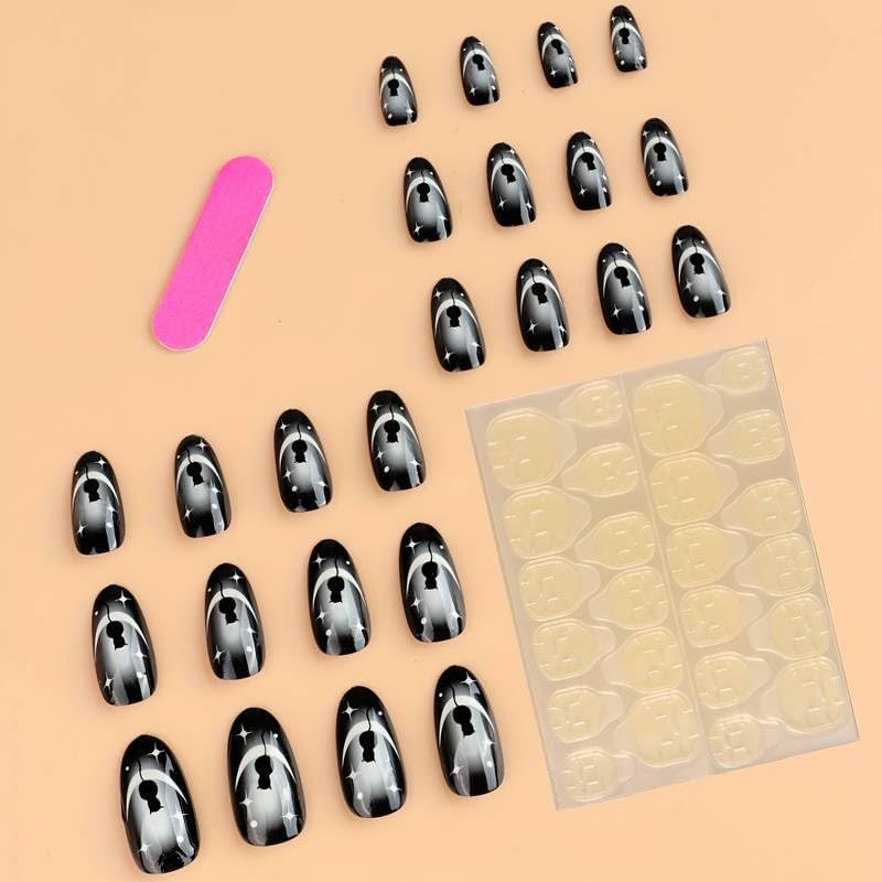 ZOONA ZOONA 24PCS Everlasting French Nails with cat design Artificial Nails Art Set Lightweight Long Lasting Easy To Use Quick Fix For Festivals Special Occasions 0W1131 - Image 3