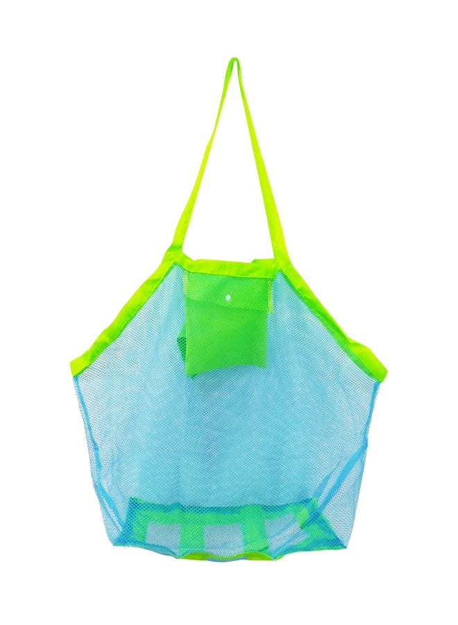 BornFeel Large Mesh Bag for Beach Toys Beach Bag for Sand Toys Mesh Sand Toy Bag Tote Green/Blue 18 x 12 x 18 Inch - Image 1