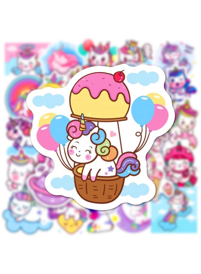 NIBEMINENT 50 Pcs Cartoon Unicorn Deco Kit Waterproof Stickers, High Definition Printing Bright Colors, Suitable for Laptop Skateboard Luggage Water Bottle Guitar DIY - Image 2