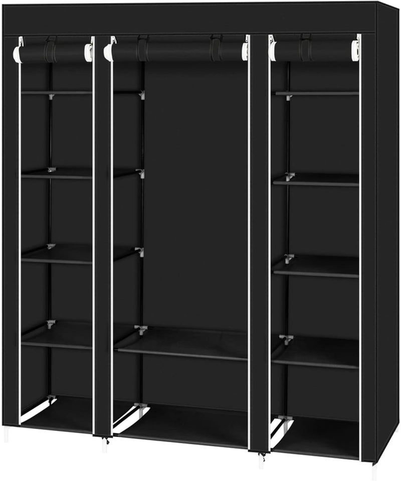 AsolBD Portable Wardrobe ( ) for clothing Storage Organizer with Non-Woven Fabric Clothes Closet, Extra Strong and Durable, Quick and Easy to Assemble 150 X 45 X 175 CM ABD2012 (Black) - Image 1
