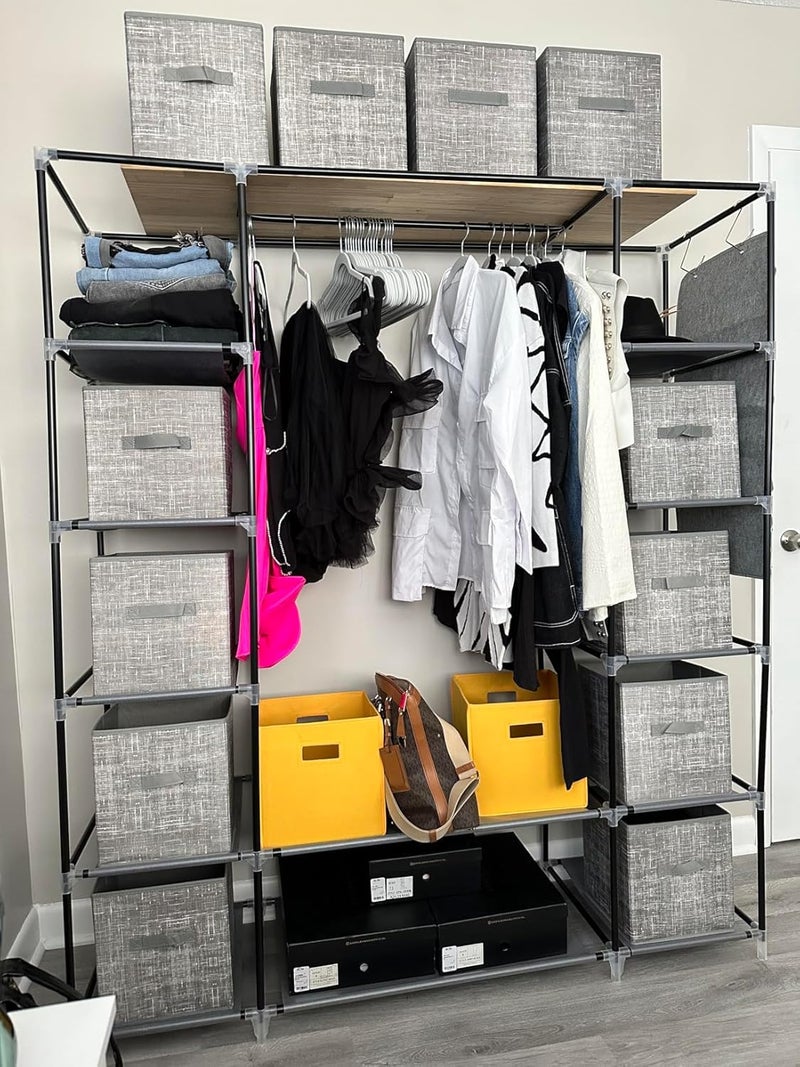 AsolBD Portable Wardrobe ( ) for clothing Storage Organizer with Non-Woven Fabric Clothes Closet, Extra Strong and Durable, Quick and Easy to Assemble 150 X 45 X 175 CM ABD2012 (Black) - Image 5