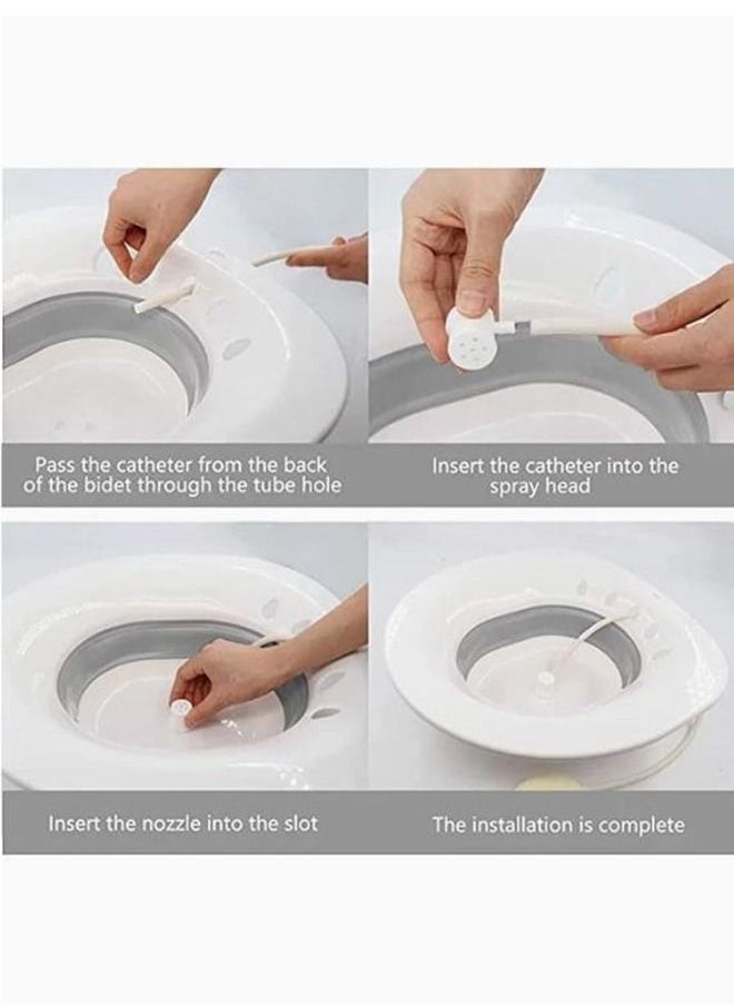 Arabest Foldable Sitz Bath for Toilet, Portable Sitz Bath Basin with Flusher, Steam Seat Bidet for Postpartum Care,Pink  - Image 3