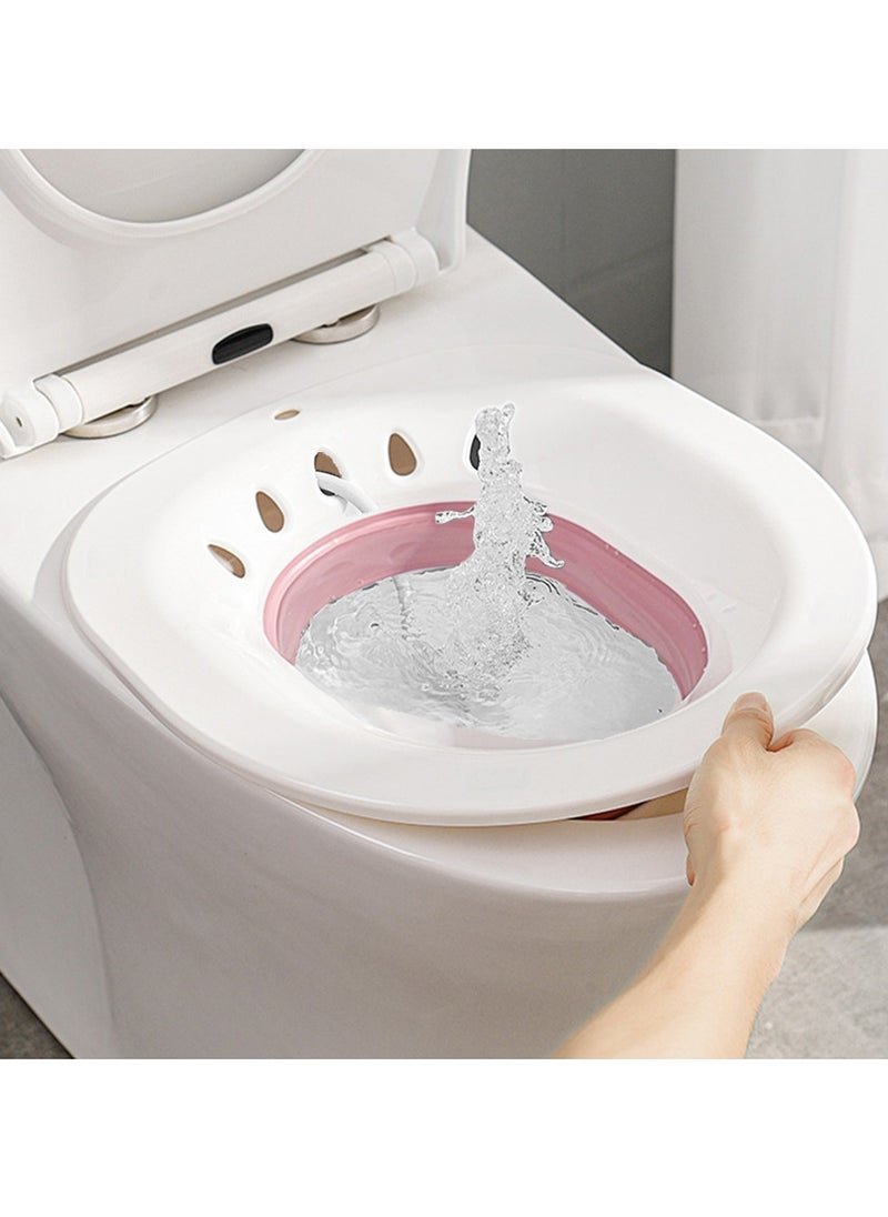 Arabest Foldable Sitz Bath for Toilet, Portable Sitz Bath Basin with Flusher, Steam Seat Bidet for Postpartum Care,Pink  - Image 1