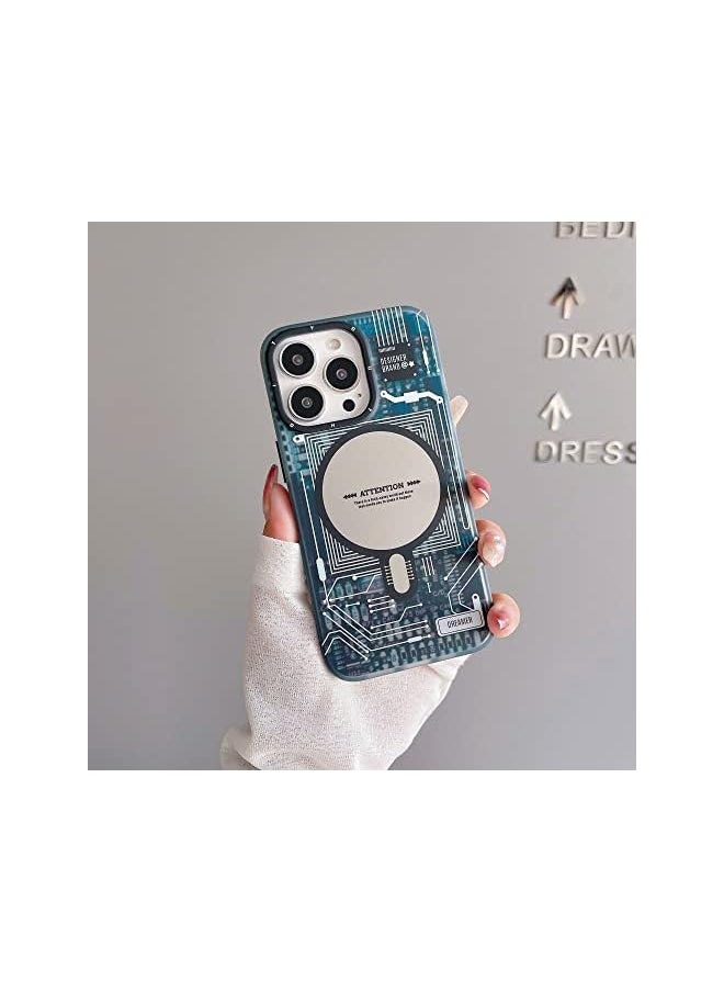 Zaboon - Iphone 13 And 14 Series Magnetic Phone Case Cover Imd Circuit Board Design Pattern 3D Back Hard Shockproof Cases 13 Pro - Image 1