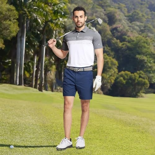 M MAELREG Mens Polo Shirts Short Sleeve Performance Quick Dry Color Block Casual Collared Golf Shirts for Men A- White - Image 2