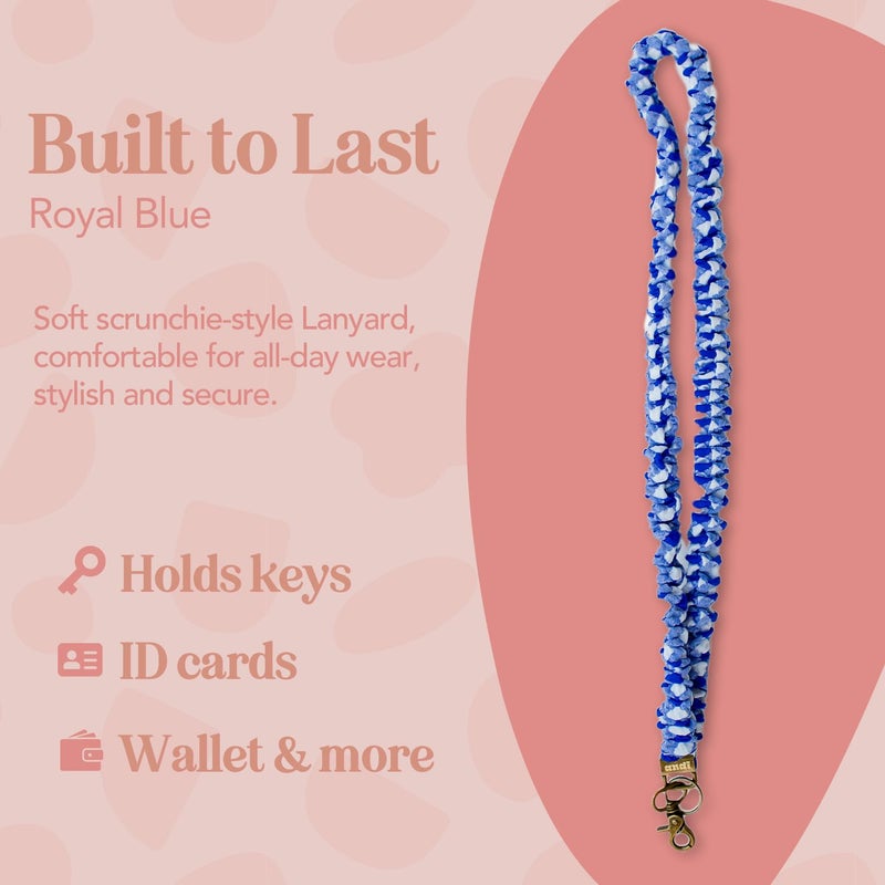 ANDI Neck Lanyard For Women - Scrunchie Cute Lanyard for Keys, Id Card Holder, Wallet - Aesthetic Long Lanyard (Royal Blue Checkered) - Image 3