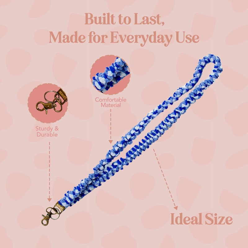 ANDI Neck Lanyard For Women - Scrunchie Cute Lanyard for Keys, Id Card Holder, Wallet - Aesthetic Long Lanyard (Royal Blue Checkered) - Image 5