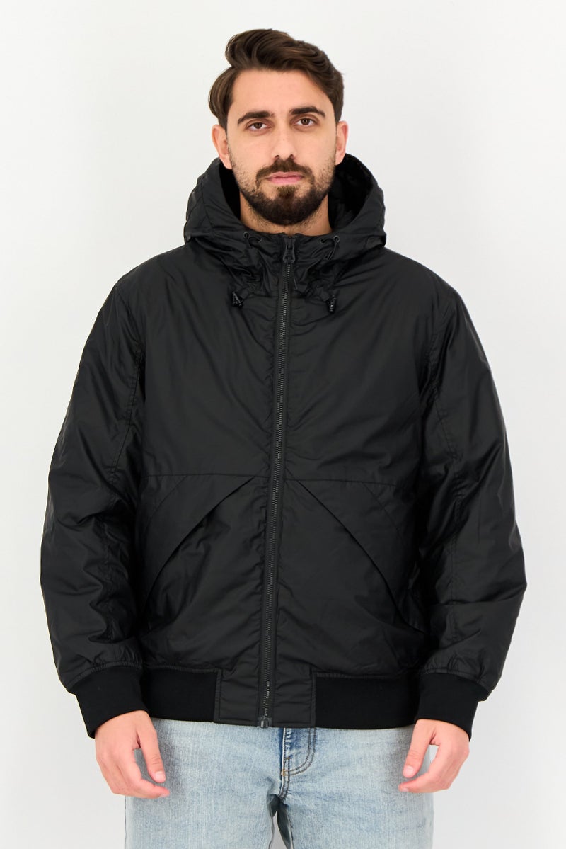 Celio Men Plain Hooded Jackets, Black - Image 1