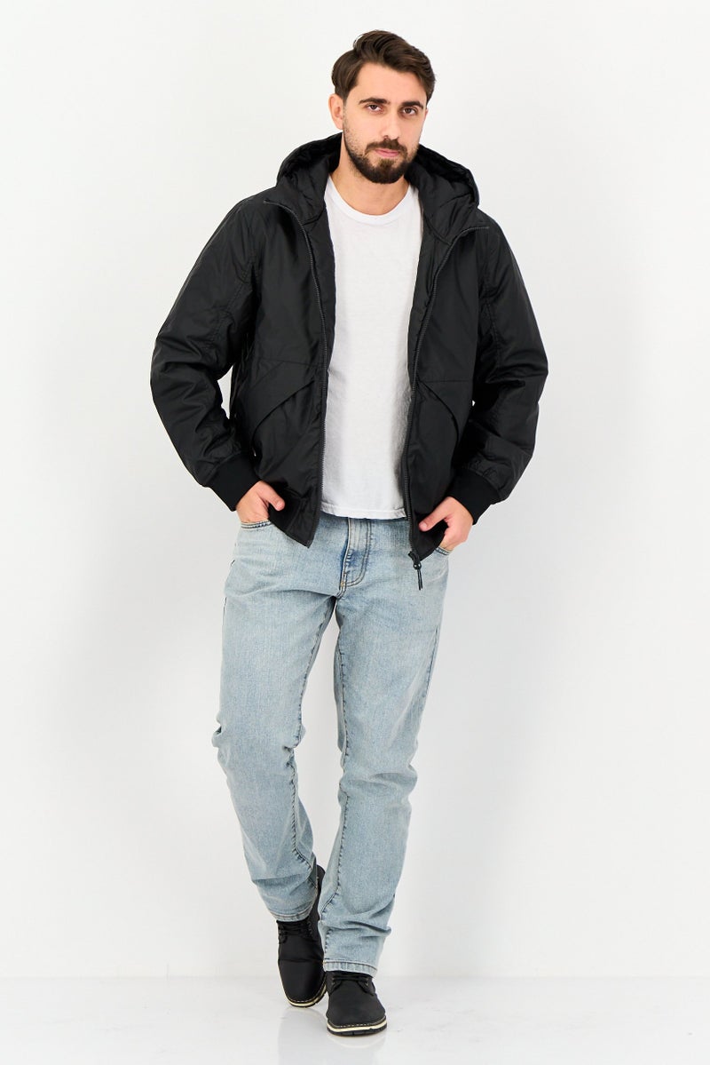 Celio Men Plain Hooded Jackets, Black - Image 3